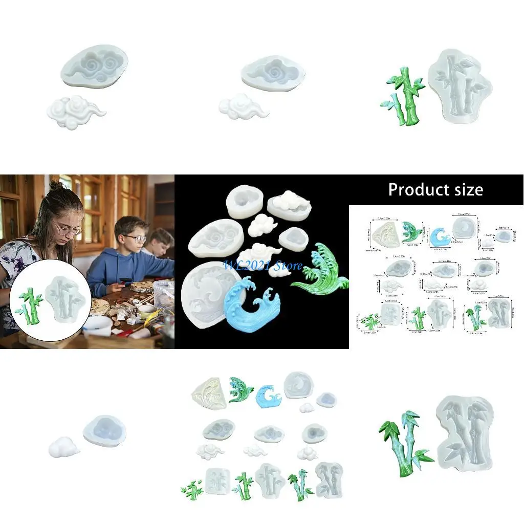 

G5GC Artistic Bamboo Waves Cloud Silicone Mold Easy Clean Cake Jewelry Making