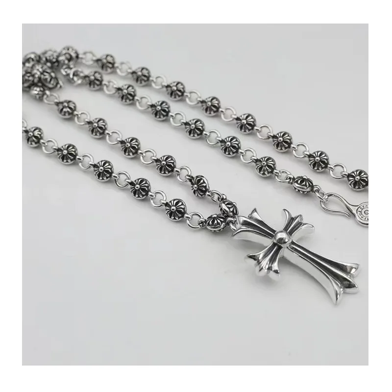 

Ожерелье в американском ретро-стиле с крестом, в стиле хип-хоп и панк, с круглыми бусинами и вышивкой крестиком