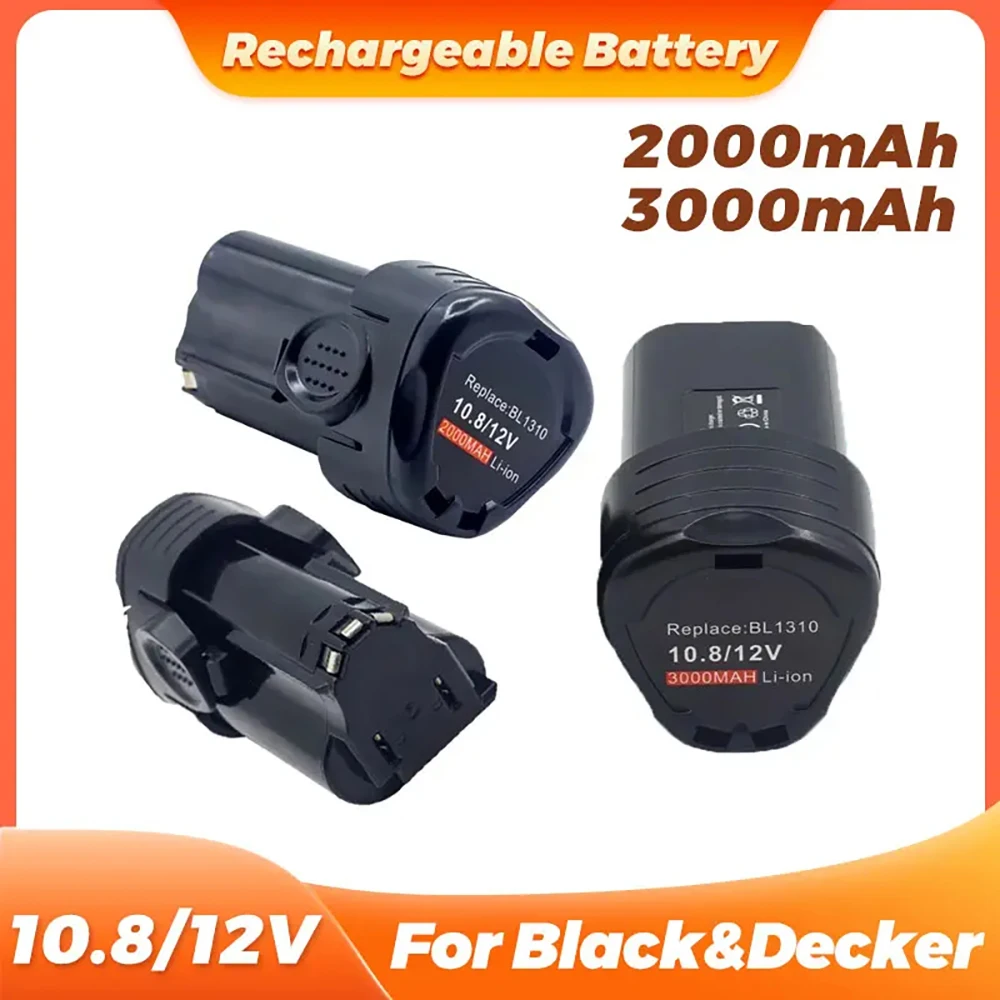 Battery for Black&Decker 10.8V 12V 2000mAh/3000mAh Power Tool Batterij Ion,BL1110,BL1310, BL1510, LB12, LBX12, LBXR12, BDCDMT112