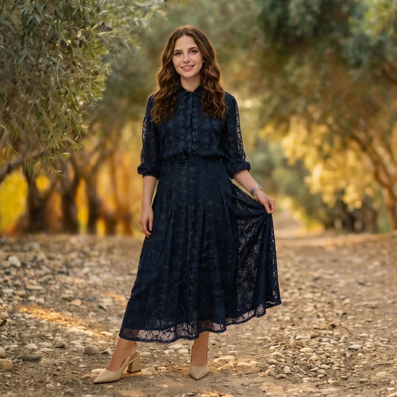 Conjunto de 2 peças para Shabbos, tamanhos XS-3XL, camisa de manga comprida e saia longa, formal, com forro de cetim e detalhes em tule, elegante, para meninas e mulheres.