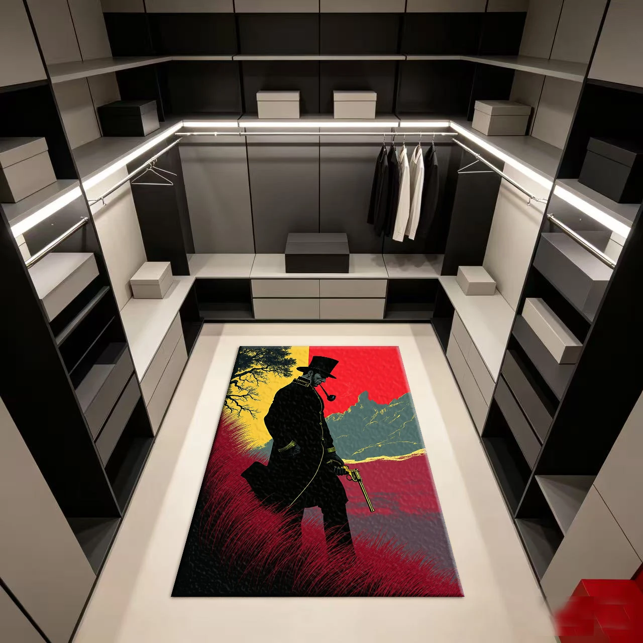 พรมปูพื้นสไตล์เรโทรเวสเทิร์นคา - Printed Rug Abstract บทวิจารณ์และราคา