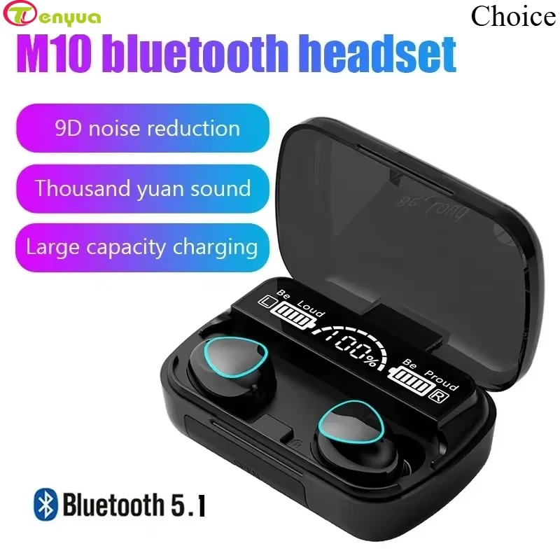 2024 TWS M10 Wireless Bluetooth Headset 5.3 Earphones Bluetooth Headphones with Mic Earbuds 3200mAh Charger Box LED Display Fone