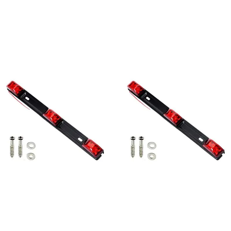 2X Trailer Tail Light Bar, 14.2 Inch Red Clearance Identification ID Marker Light With Bracket For Pickup Truck RV
