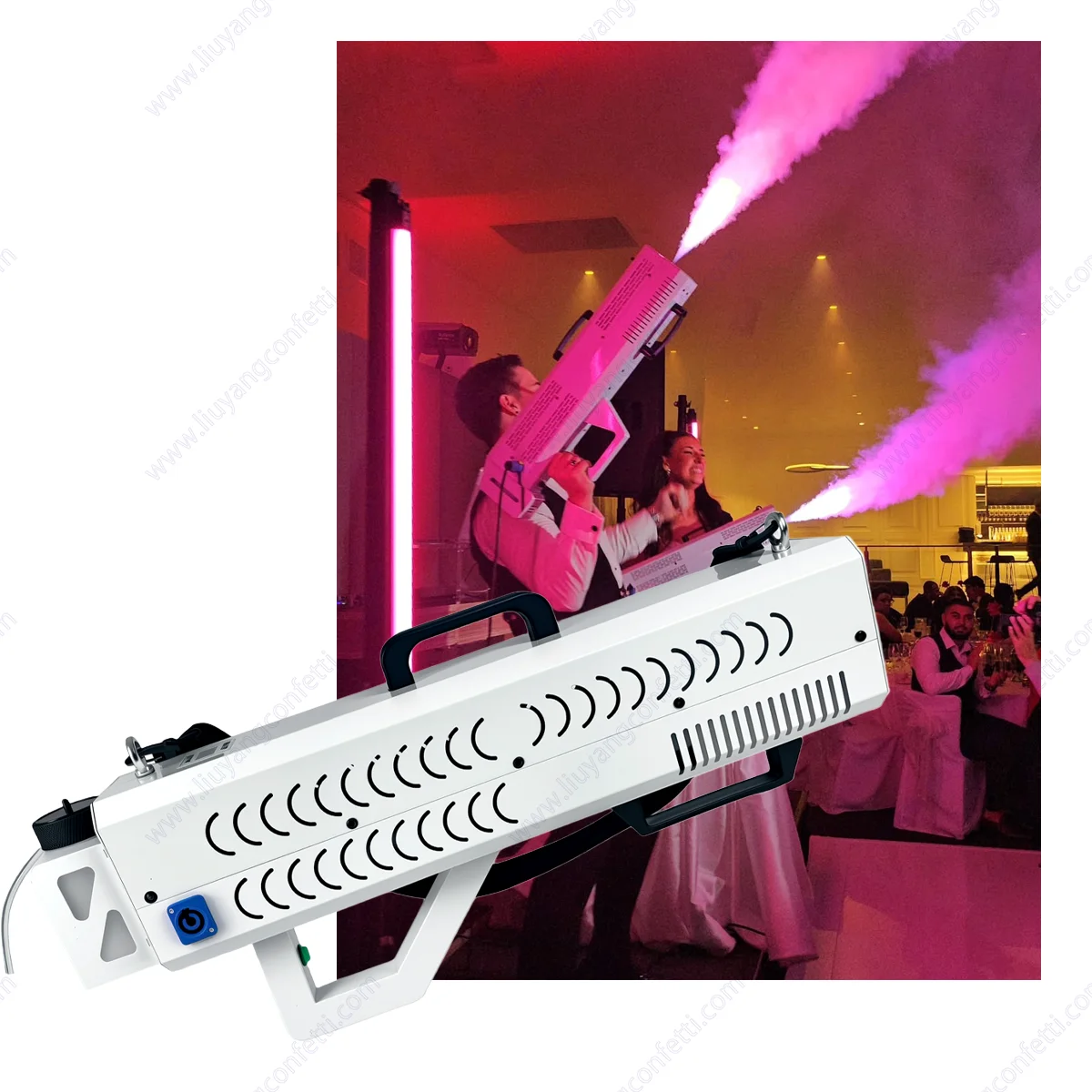 Pistolet à fumée Portable 1500W RGB LED Jet FX, sortie puissante, colonne d'air, canon léger DJ, Machine de pulvérisation de brouillard pour scène, événement de mariage, DJ