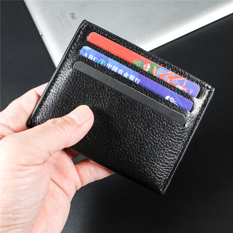 

New Ultra-Thin Men's Wallet Mini ID Credit Card Holder Small Cardholder Coin Money Bag PU Leather Slim Purse For Women Man