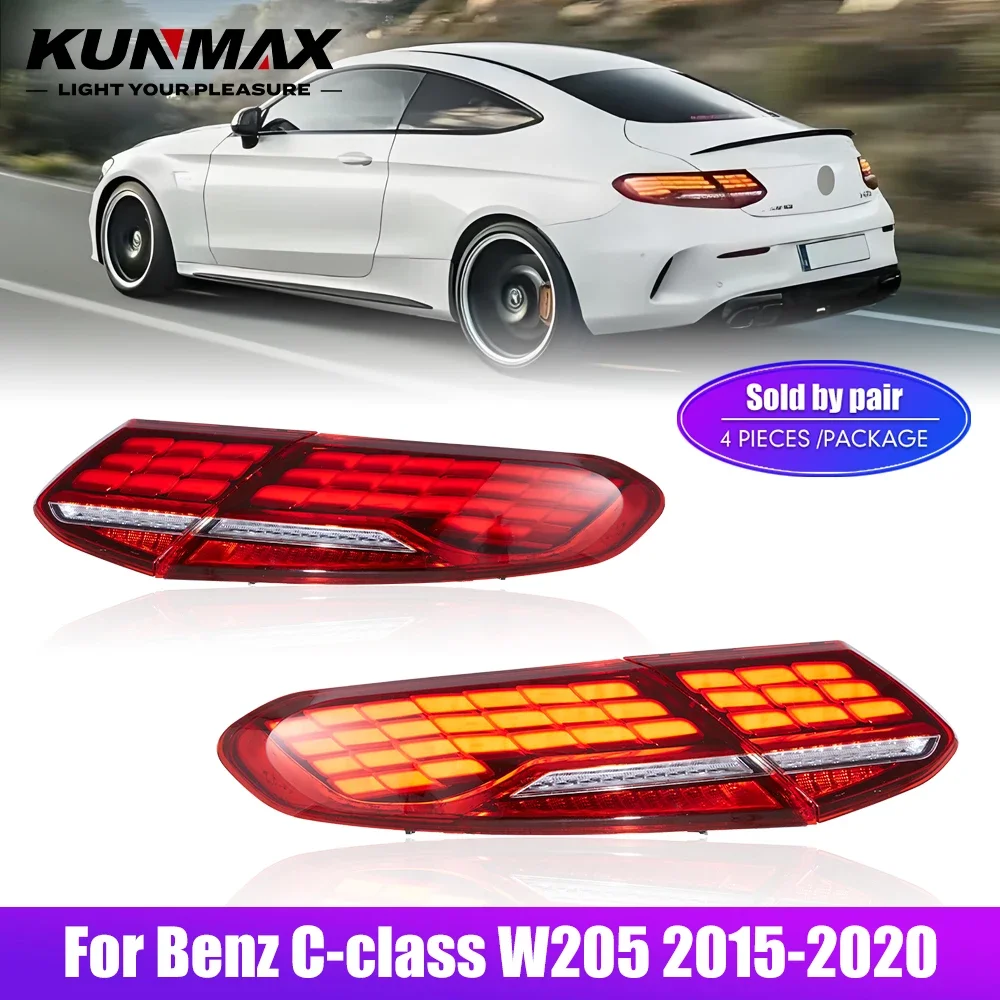 زوج من أضواء خلفية LED لبنز C-class W205 2015-2020 عكس الفرامل تحول إشارة سيارة الخلفية الذيل ضوء الجمعية التوصيل والتشغيل