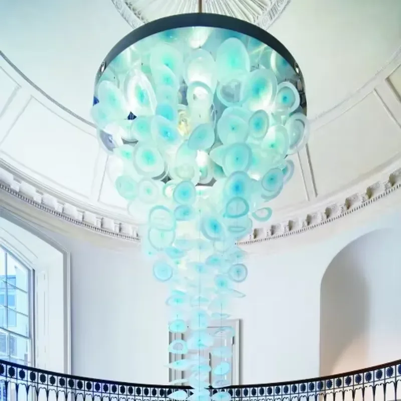 Modern Nordic Square Ceiling Chandelier Wrought Iron Glass LED Light Fixture High CRI 90 Villa Hall Living Room Decor