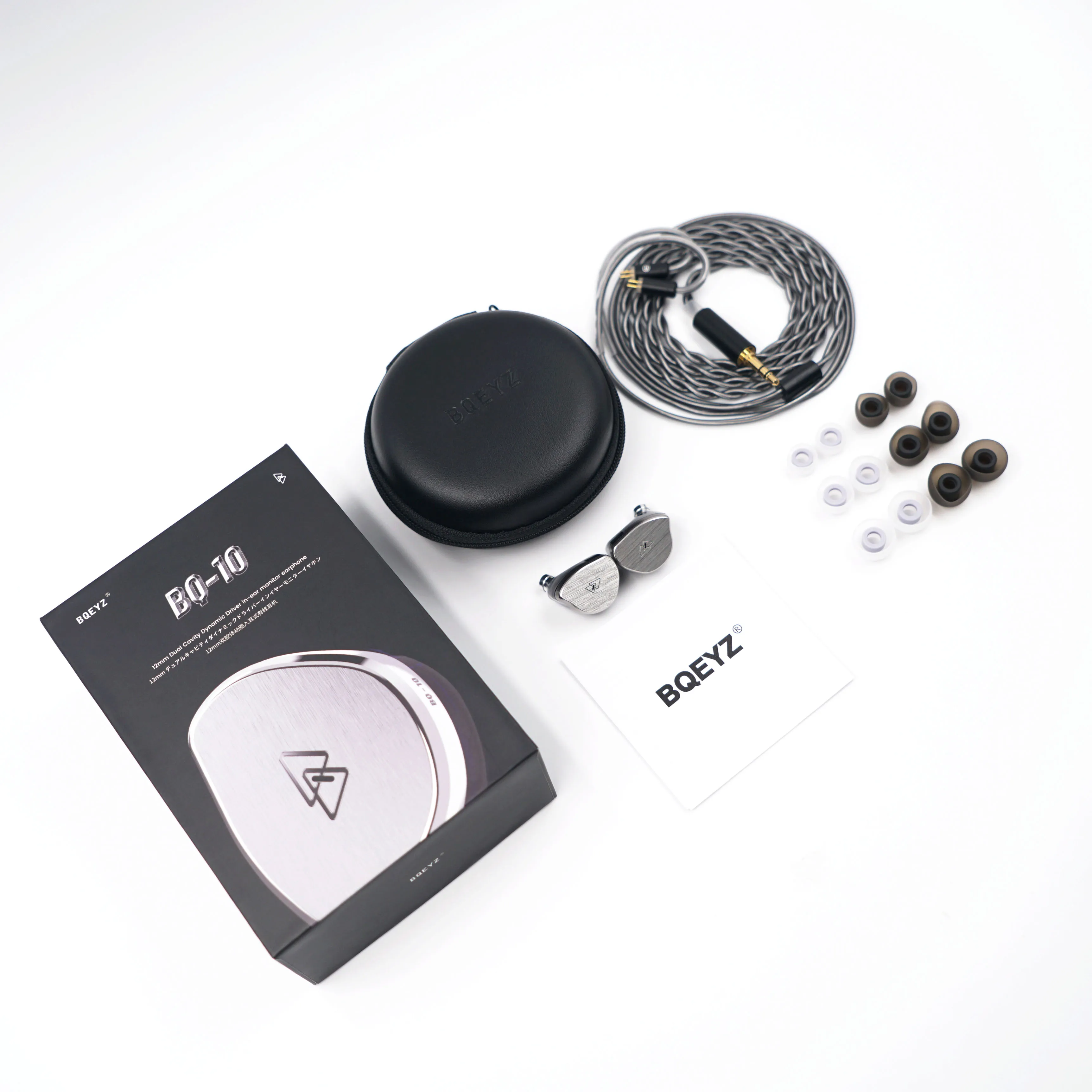 BQEYZ BQ10 12mm PET Dynamic Driver in-Ear Earphones HiFi Wired IEM Gaming Earbuds 0.78mm 2Pin Detachable Silver-plated OFC Cable