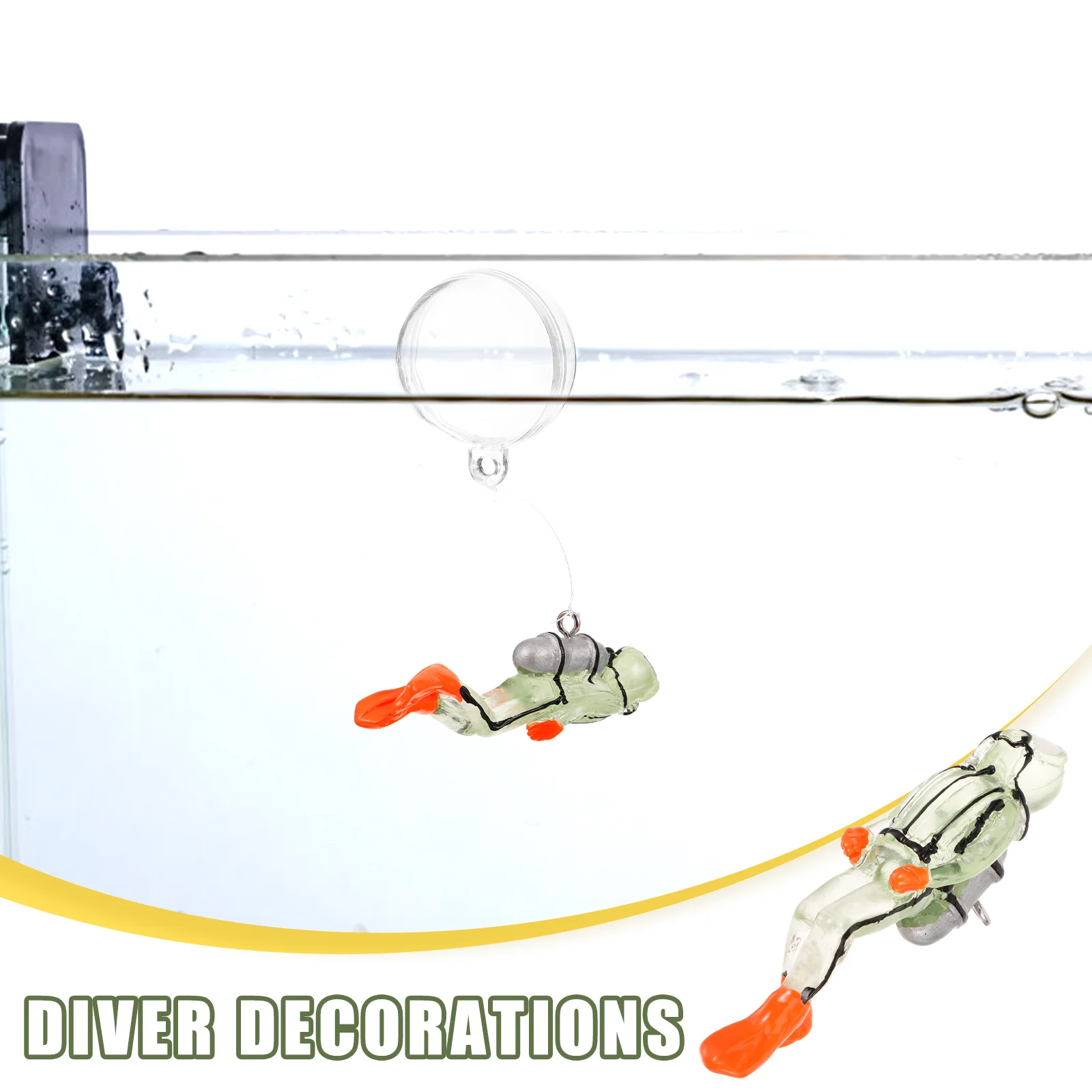 

Glow In The Dark Resin Ornaments Floating Fish Tank Decorations Small Aquarium Accessories Unique Fake Scuba Diver Models
