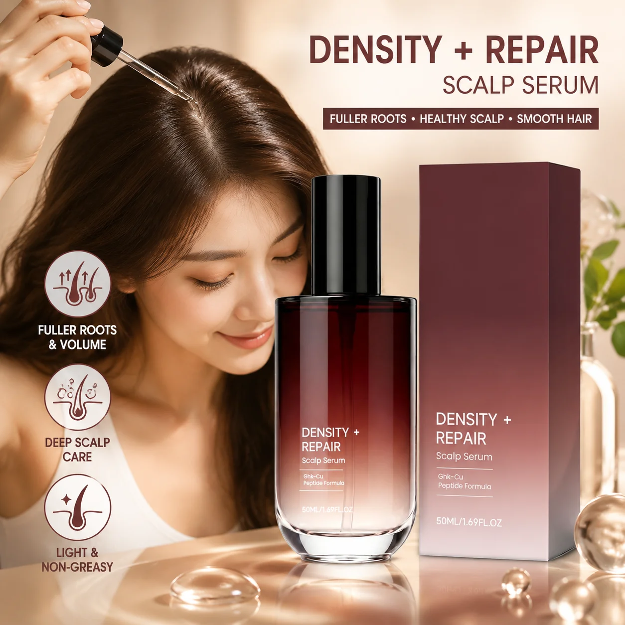Density + Repair Scalp Serum 50ml Hair Density Boost Scalp Repair Serum Nourishing Thinning Hair Growth Scalp Care Liquid