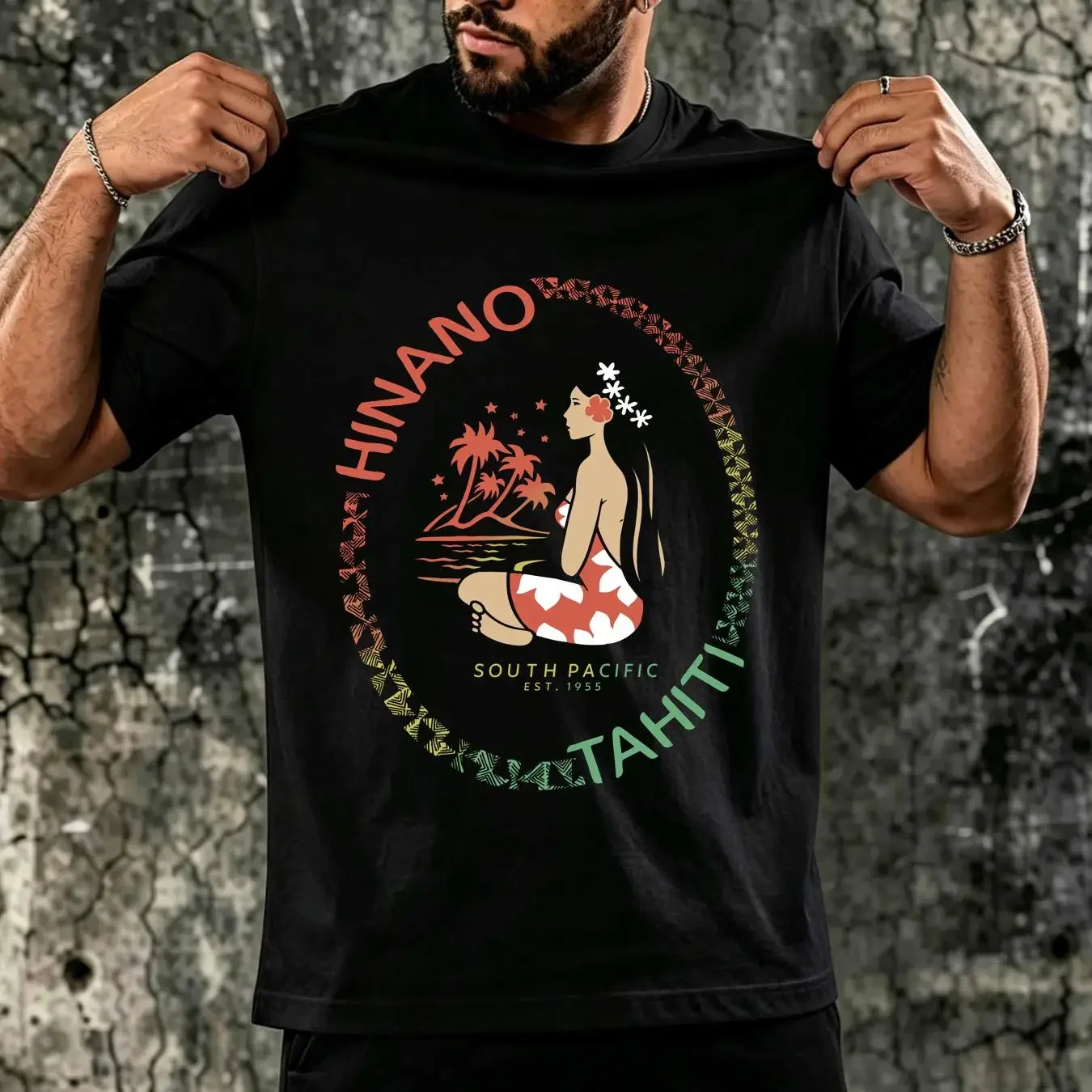 washed T Shirt HINANO TAHITI SOUTH PACIFIC HAWAII HAWAIIAN SURF TEE Mens S Black long or short sleeves vintage Washed Soft