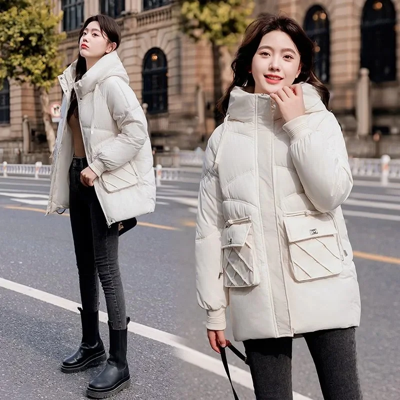 

2023 New Winter Jacket Women Parkas Hooded Female Thicken Warm Jacket Cotton Padded Parka Loose Snow Coat Waterproof Outwear