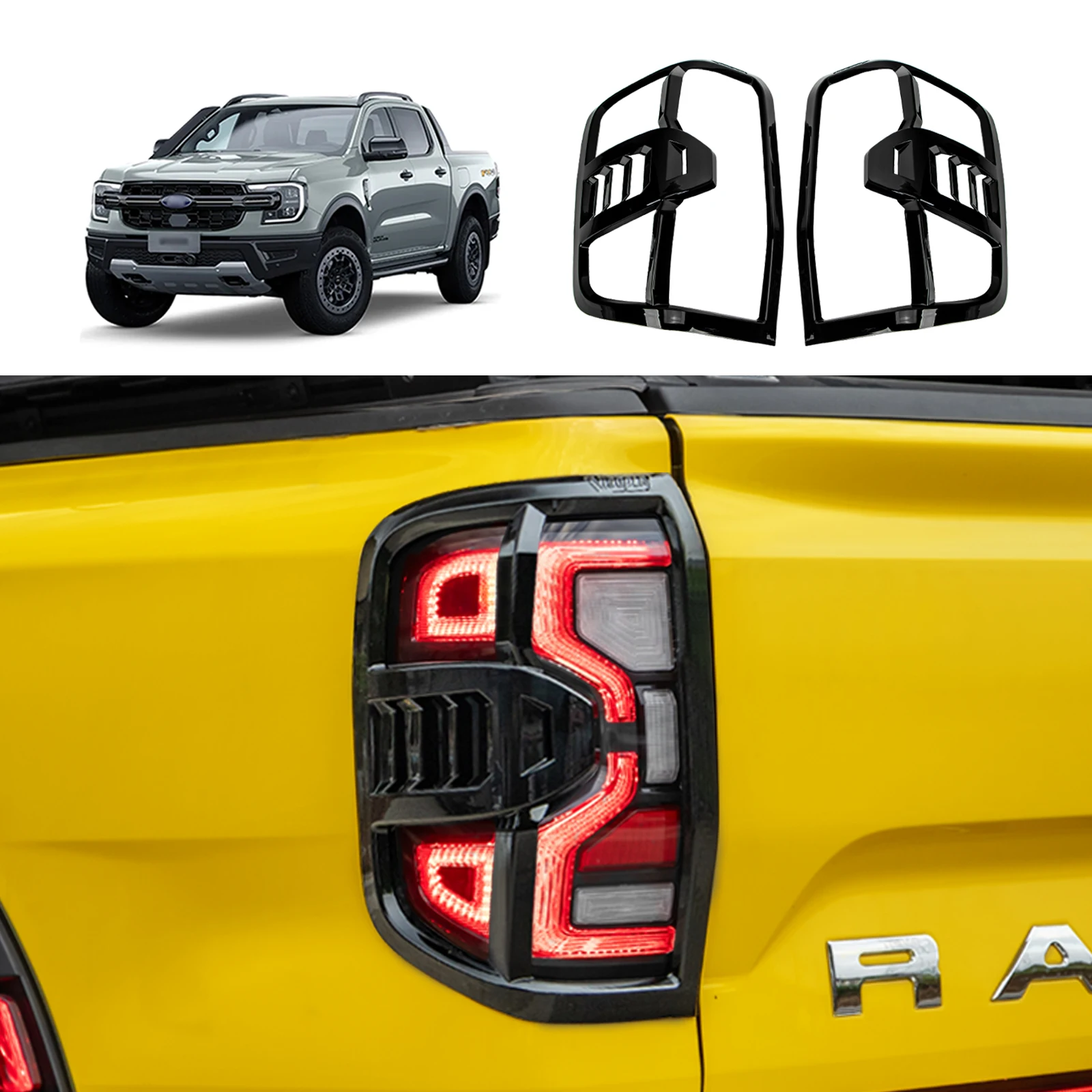 

For Ford Ranger 2024 Taillight Cover Sticker Tail Light Protection Decorative Cover Upgrade Modification Accessories 2pcs Black