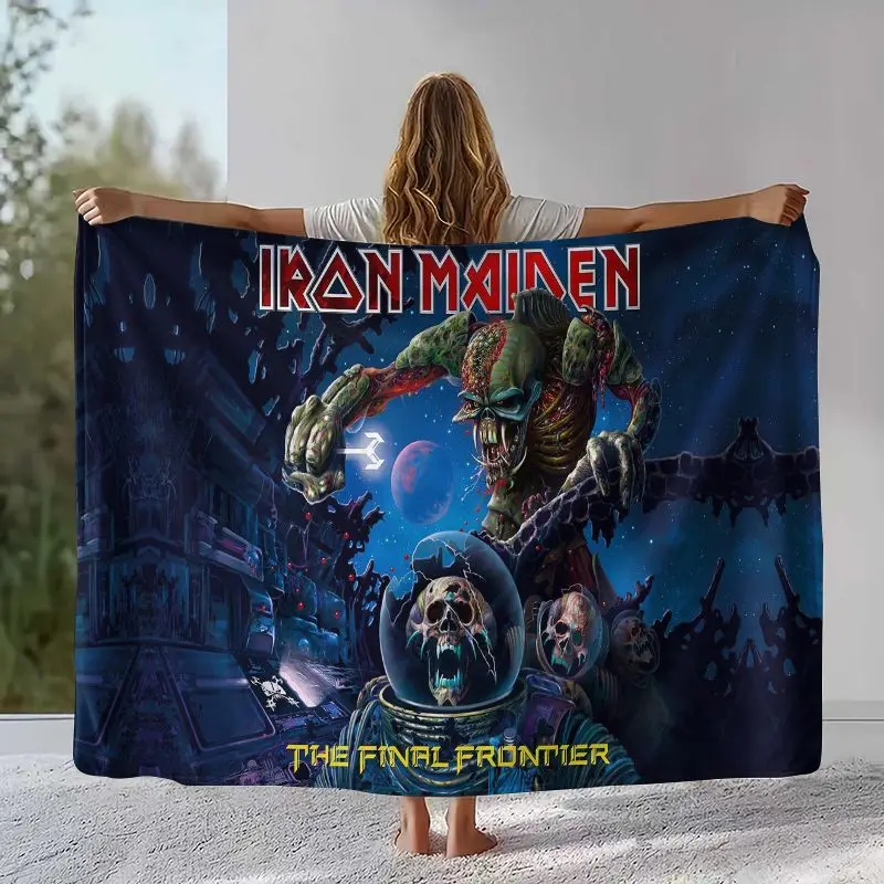 Eddie I-Iron M-Maiden Cartoon Sign Flannel Throw Blanket,Cozy Warm Blanket for Bed,Sofa,Living Room,Picnic,Camping,Home Décor