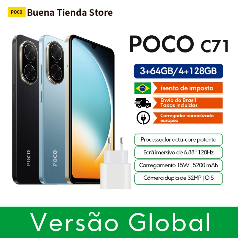 Xiaomi Smartphone POCO C71 4GB RAM 128GB ROM 6,67 display 15W 32MP 5200 mAh Battery Global version