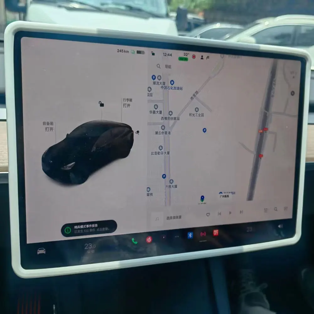 غطاء حماية من السيليكون لهاتف Tesla Model 3 Y إطار واقي شاشة الملاحة للتحكم المركزي أسود وردي أبيض رمادي