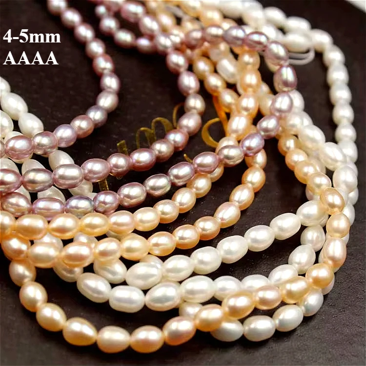 

4-5mm 4A Natural Freshwater Pearls White Orange Bead Rice High Quality Gift Women Jewelry Make DIY Necklace Bracelet Accessories