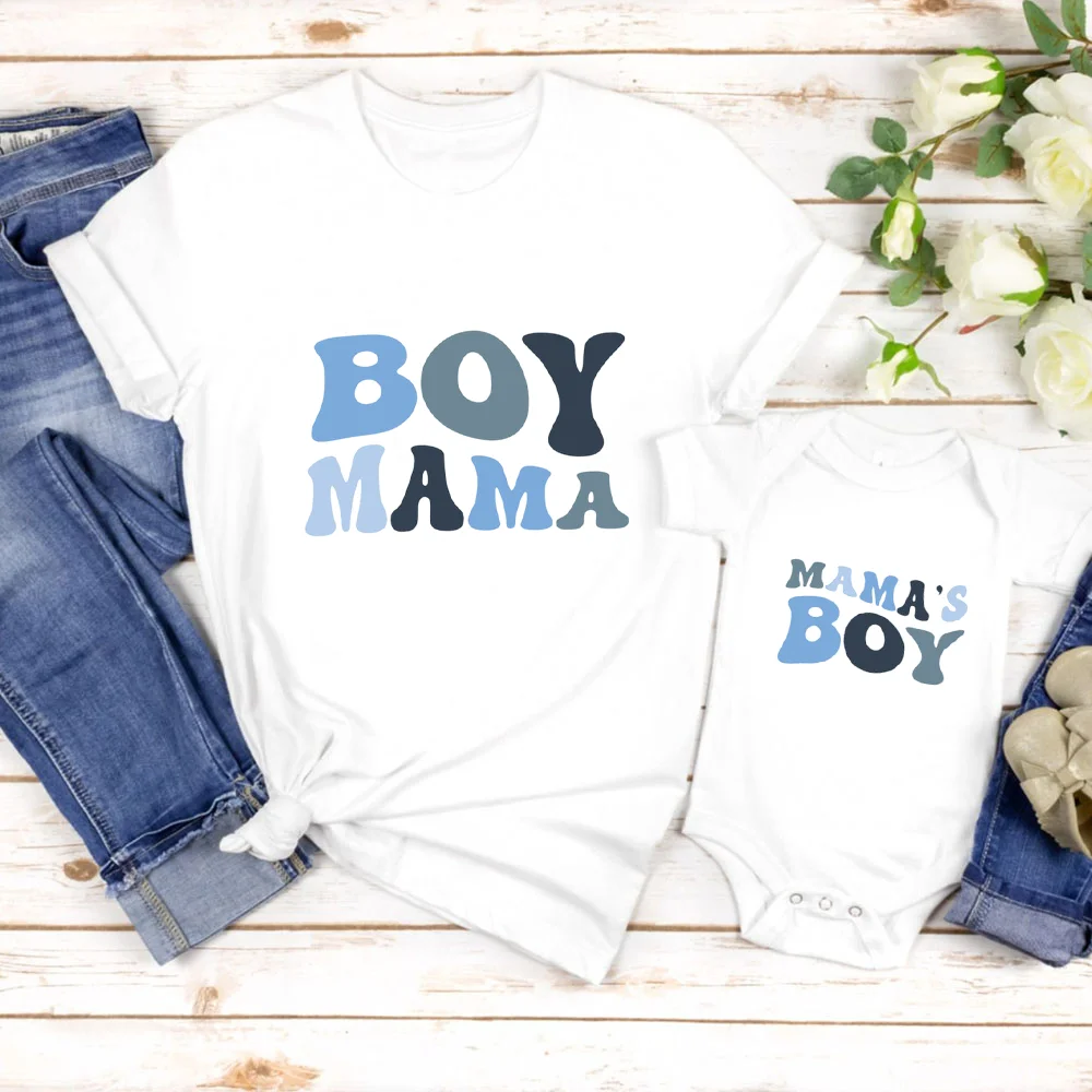 Boy Mama Shirt Mama\'s Boy Romper Mothers Day Matching Gift Mommy and Me Outfit New Mom Shirts Mom and Me Family Look