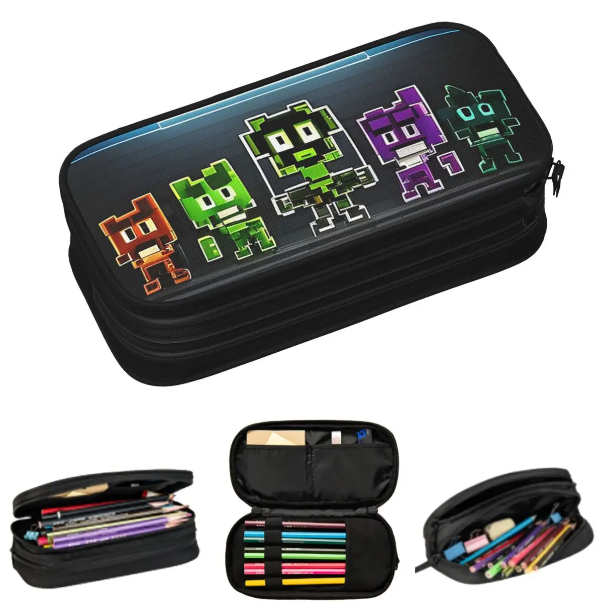 Video Game Geometry Dash Pencil Cases for Students Gifts Pen Box Pencil Bag Big Capacity Pencil Pouch