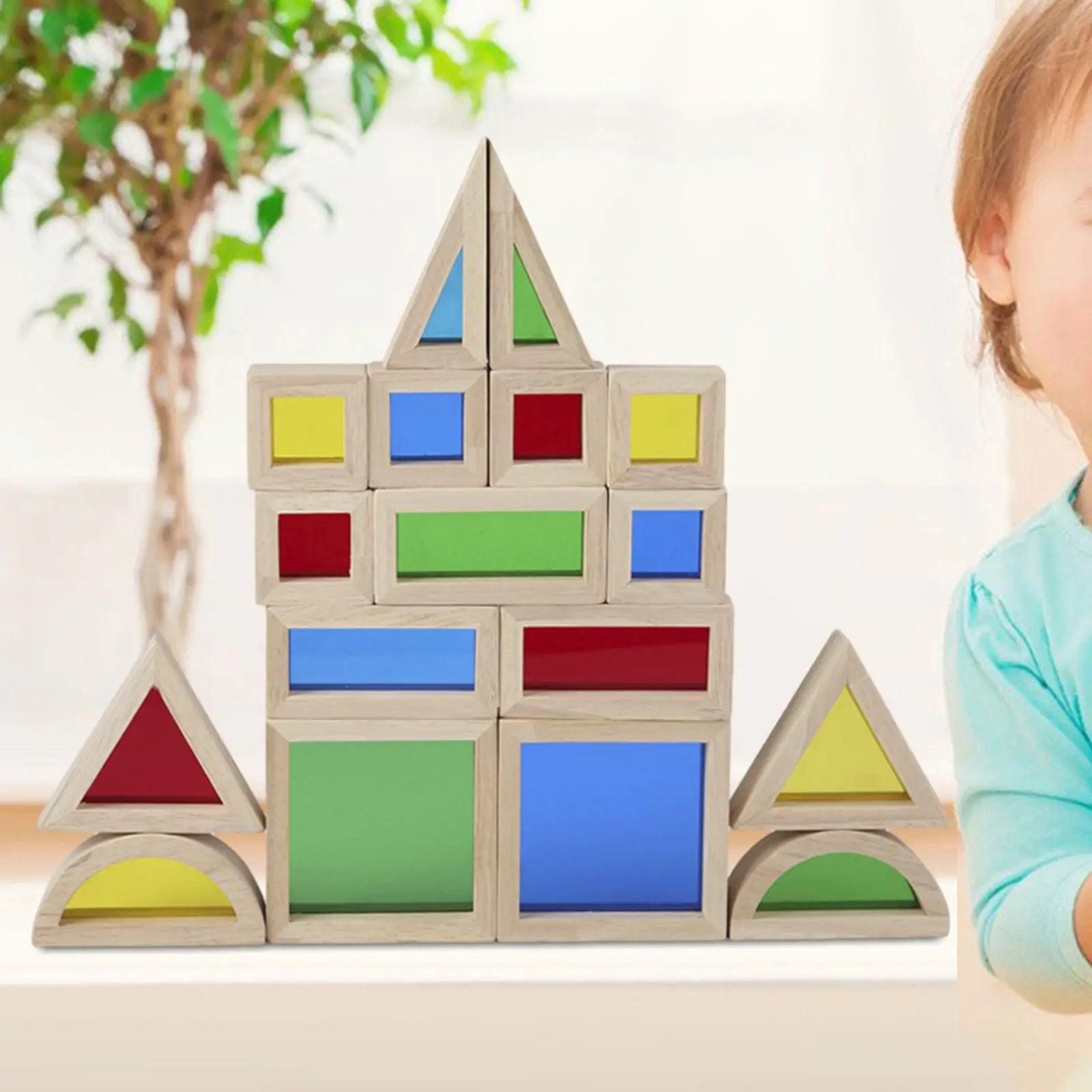 17x Rainbow Stacker Stapelspiel Konstruktionsspielzeug, Montessori-Spielzeug für Jungen und Mädchen, Valentinstagsgeschenke, Geometrie-Holzblöcke