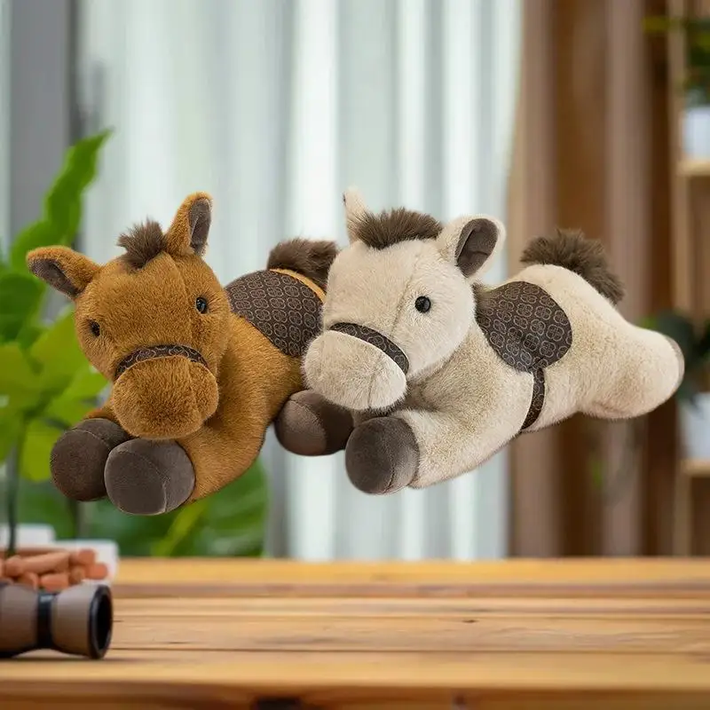 Peluche a Forma di Cavallo dello Zodiaco Cinese, Simpatico Pupazzo Imbottito, Cuscino Decorativo per Divano, Regalo per Capodanno e Festività