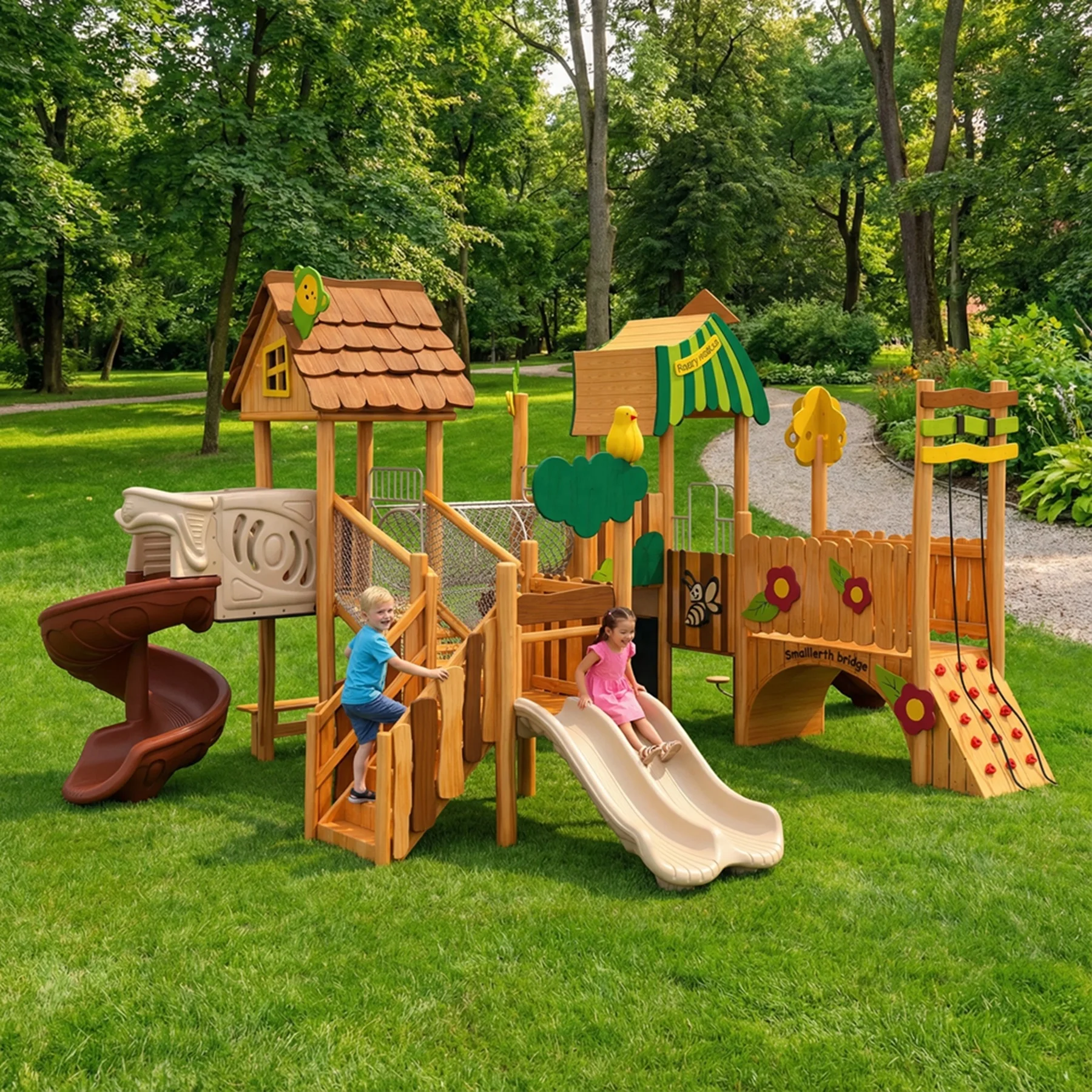 Hot-selling Wooden Houses, Small Animal Parks, Slides, Outdoor Sports Equipment, Children's Sports and Entertainment Playgrounds view 2