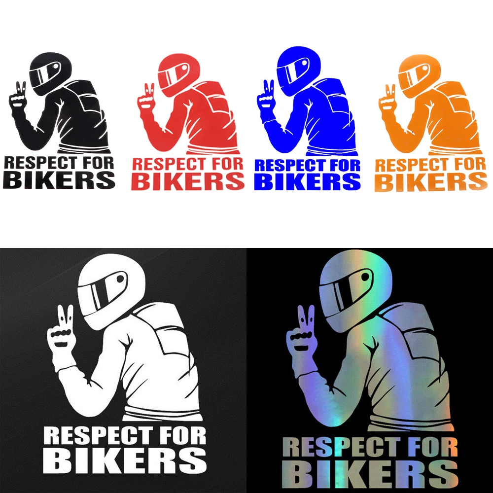 2Pcs Respect Biker Sticker Auto Motorcycle Vinyl Car Sticker 3D reflective Stickers Decals Car Motorcycle Accessories