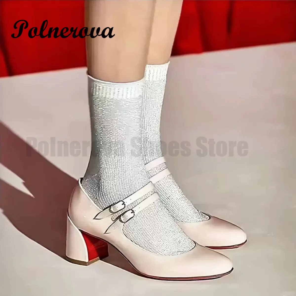 

Double Buckles Mary Jane Shoes Round Toe Ankle Strap Women Shoes Summer Luxury Designer Sandals Sandalias De Mujer Verano
