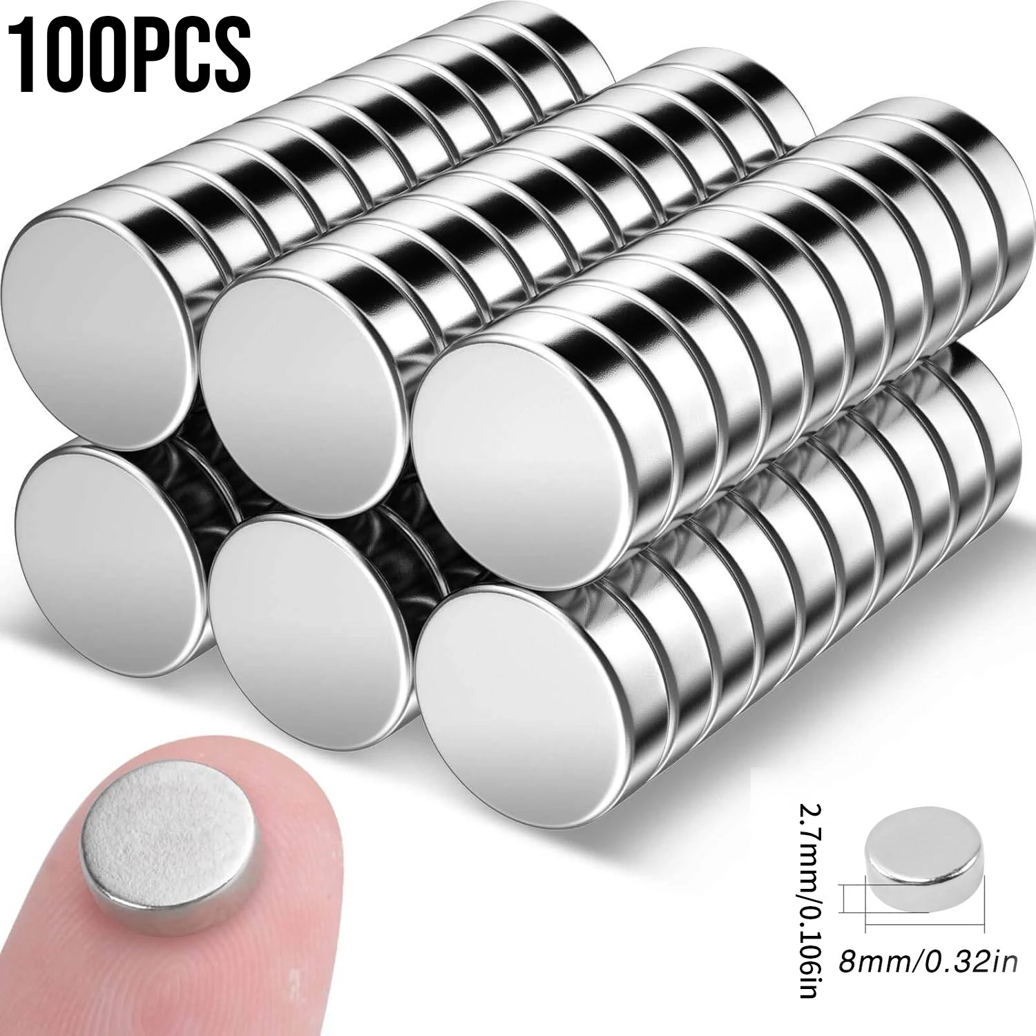 Tiny  Magnets, 8x1.7/8x2.7 mm Small Round Magnets, Magnets for Office, Whiteboard image 2