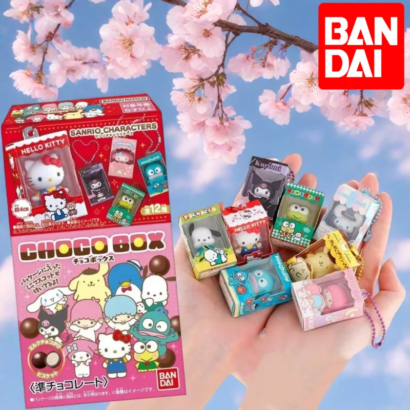 Autentyczne figurki Bandai Mini Decorative Toys Kitty Cat Melody Kuromi Big Ear Dog Twin Star Blind Box, urocze figurki anime do kolekcjonowania