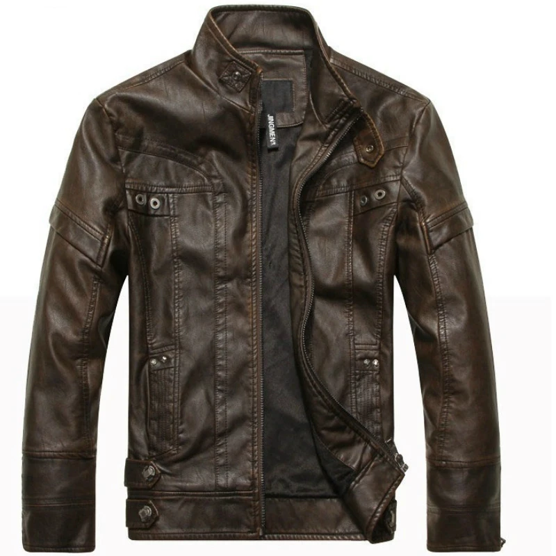 Chaquetas de Cuero PU para Hombre, Chaqueta de Motocicleta Nueva, Abrigo de Algodón para Hombre, Chaqueta de Cuero con Forro Polar para Otoño e Invierno, Chaqueta de Cuero Masculina Informal