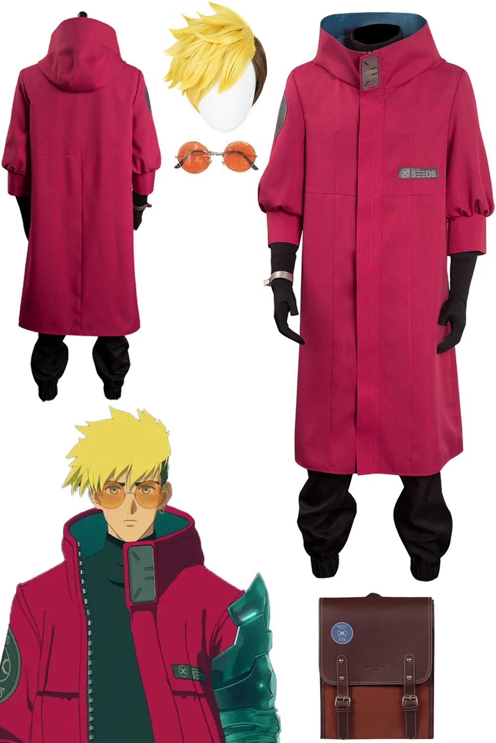 Anime TRI Cosplay GUN Vash The Stampede Cosplay Men Costume Roleplay Fantasia Man Fancy Dress Party Clothes For Male