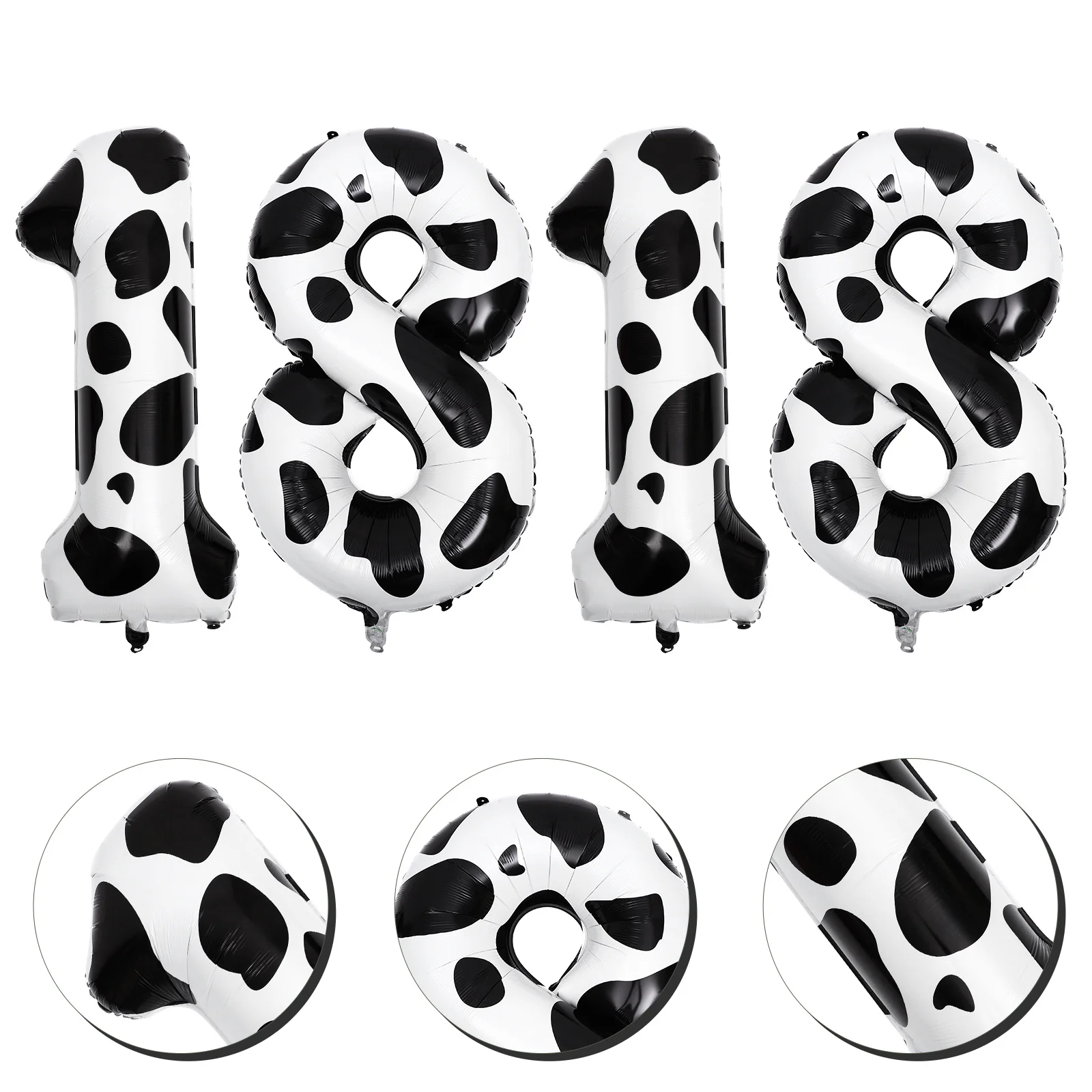 

4Pcs Cow Print Aluminum Foil Balloons Number 1 8 Birthday Party Decoration Photo Props for 18th Birthday Cow Printing Balloons