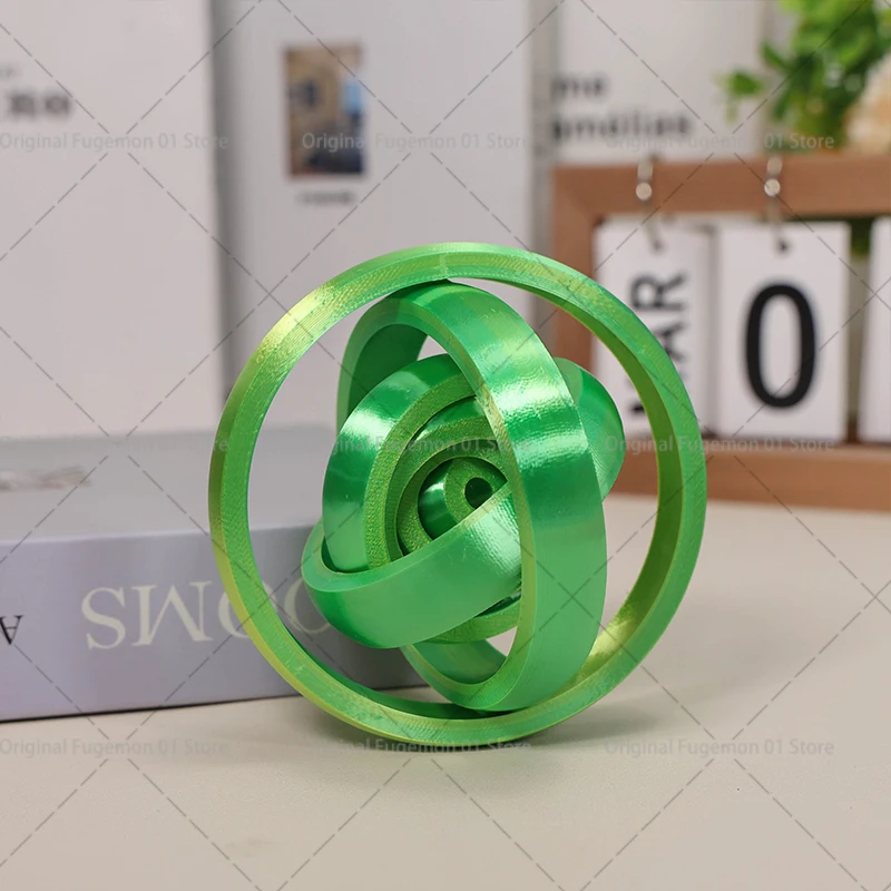3D-gedruckter Rotationskugel, 7-Ring, O-förmig, universelles Fingerspitzen-Gyroskop, Schwerkraft-Rotation, Fidget-Spinner, sensorisches Spielzeug für Kinder