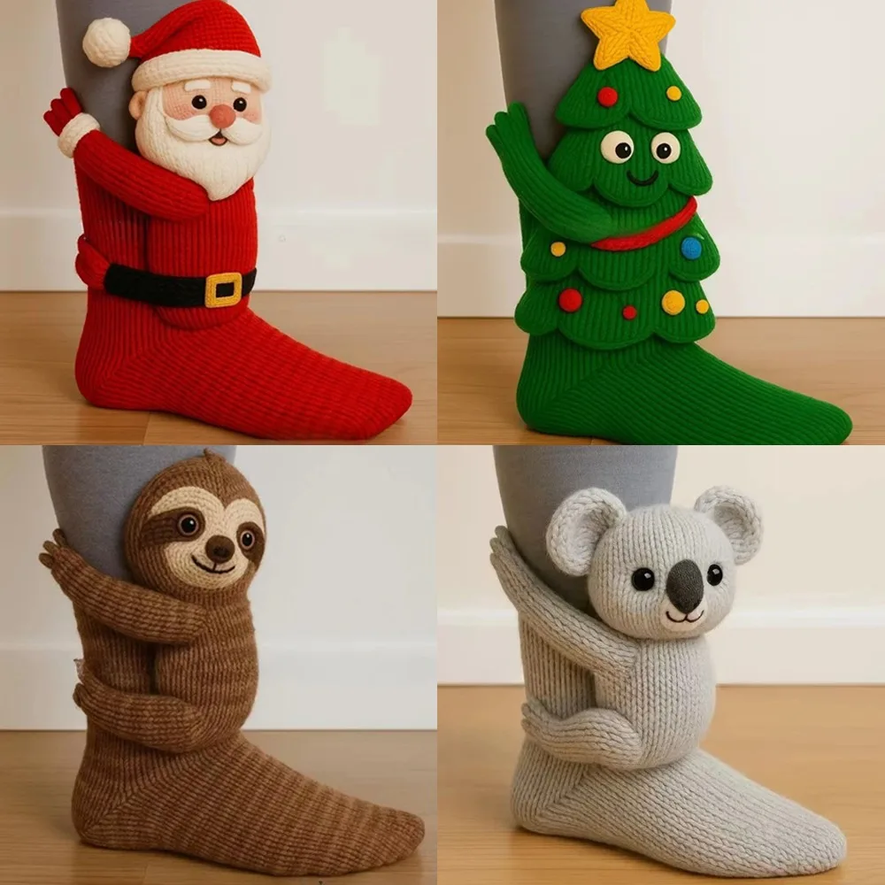 

Kawaii 3D Knit Cartoon Socks Funny Xmas Tree Santa Koala Sloth Slipper Floor Socks Winter Warm Soft Cozy Fuzzy Thick Sock Gift