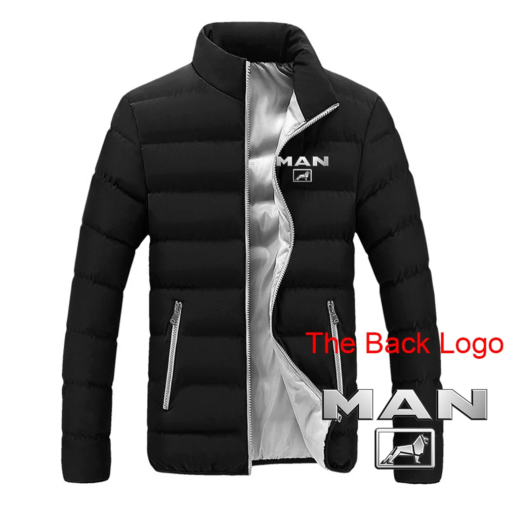 2023 New Men Truck Man Car Logo Stand Collar Autumn and Winter Jacket Cotton Coat Thick Warm Solid Color Fashion Streetwear Tops
