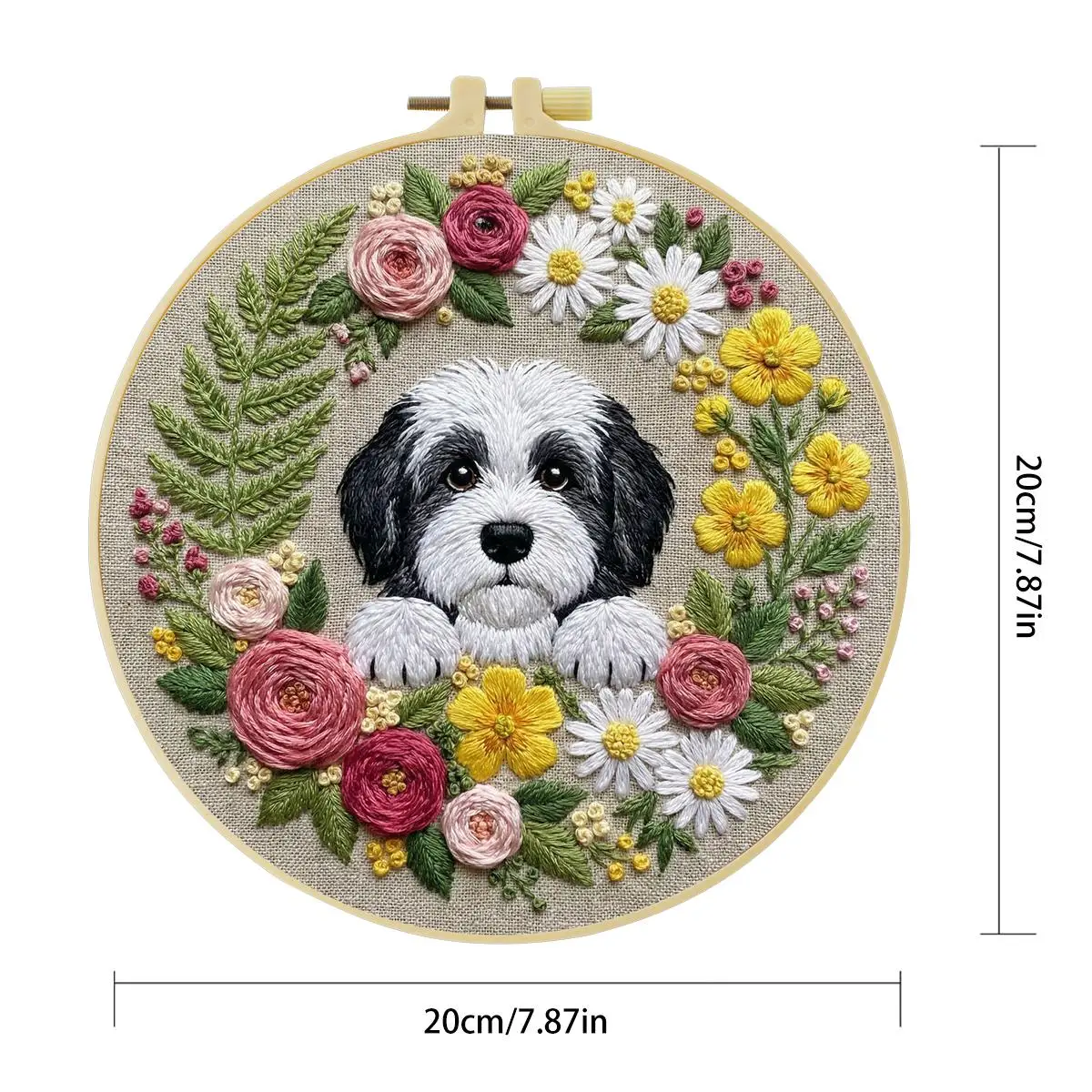 1 Stück 20X20CM/15X15CM 7,87/6,3 Zoll Hundestickerei-Starter-Kit DIY-Kit DIY-Stickerei-Set Handarbeiten Heimdekoration – Detail 4