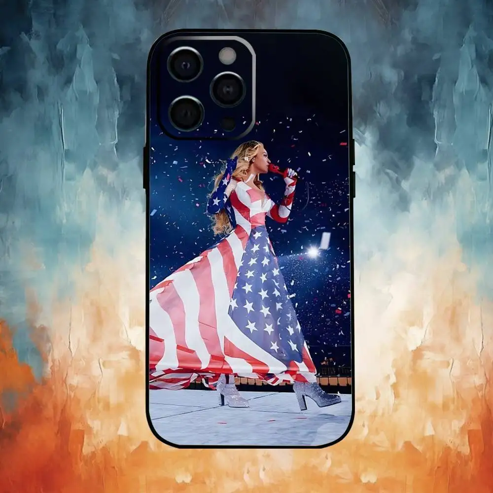 Funda de teléfono cantante Beyonce para iPhone17,16,15,14,13,12,11 Plus,Pro Max, funda negra suave