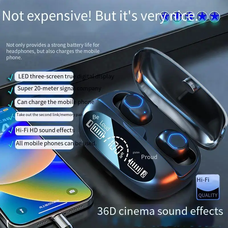 Настоящая Беспроводная Bluetooth-гарнитура Binaur с шумоподавлением, 5,3 ядер, для игр Apple, Huawei, Vivo, Xiaomi, OPPO, универсальная