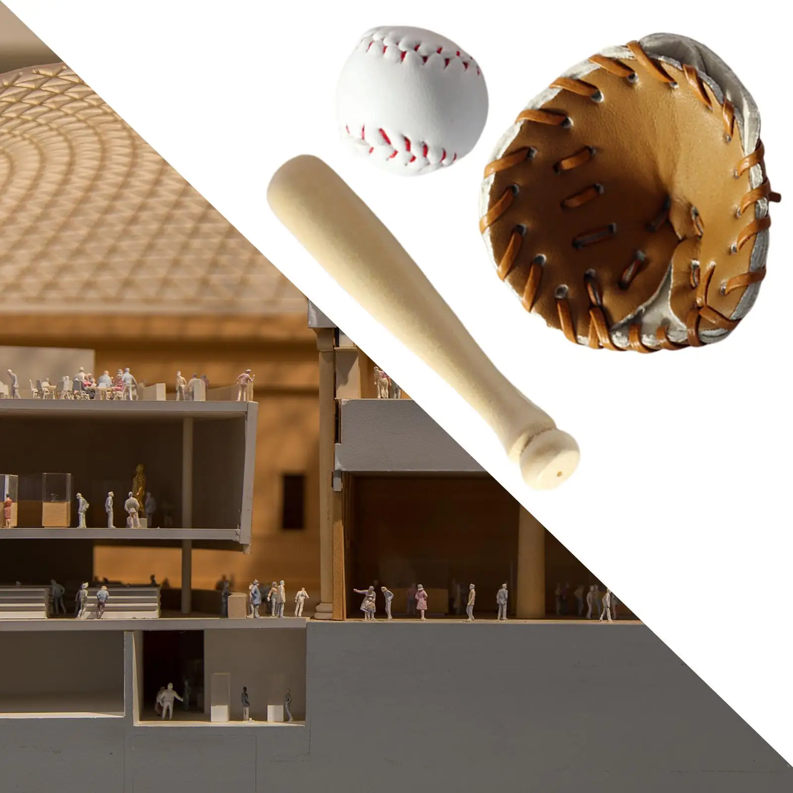 Miniature Baseball Set, Baseball Bat and Ball Set Decoration Accessories