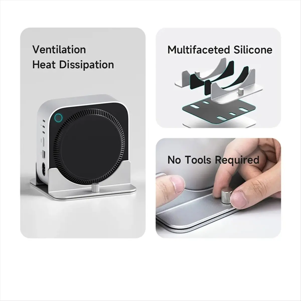 OKgood Vertical Stand for Mac Mini M4/M4 Pro Aluminum Alloy Laptop Desktop Stand Anti-Slip Adjustable Holder for New Mac Mini