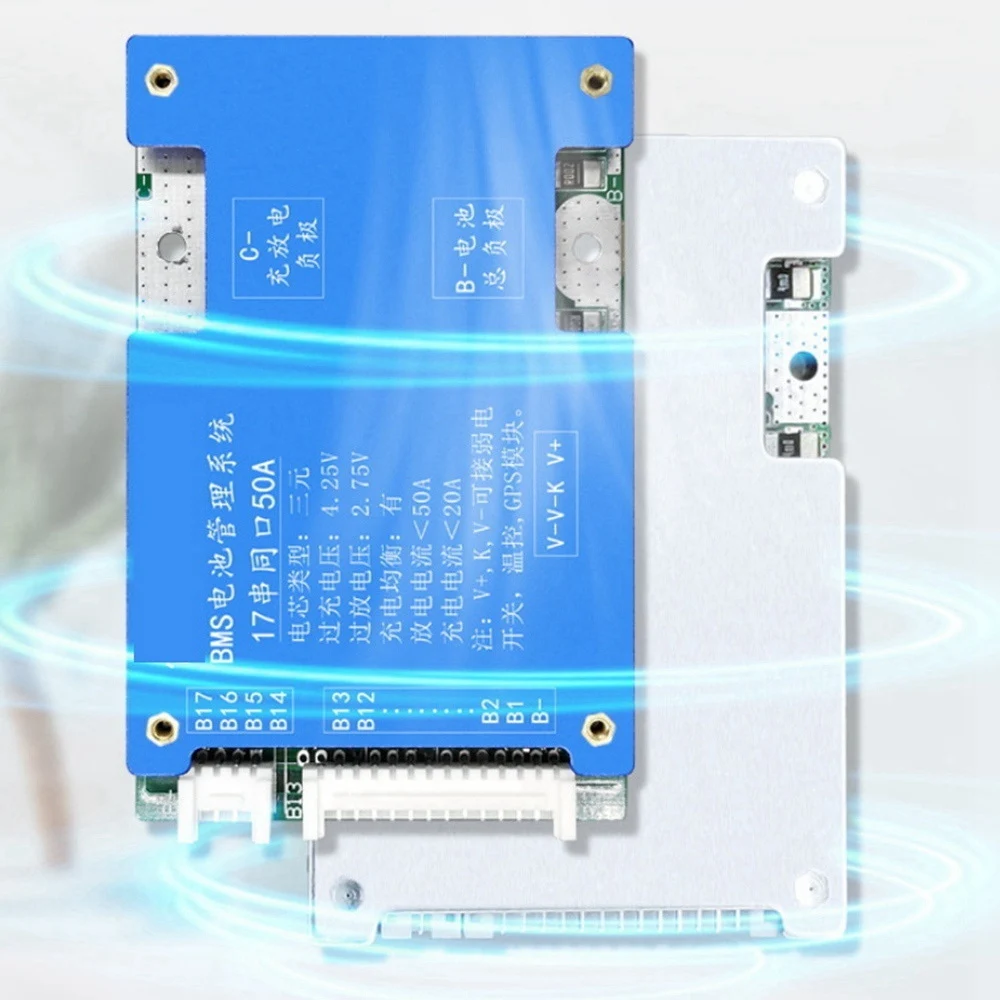 PQWN! 18650 Battery Bms 17S 30A 60V Li-Ion Battery Common Port Charging Pad with NTC Temperature Protection for Escooter