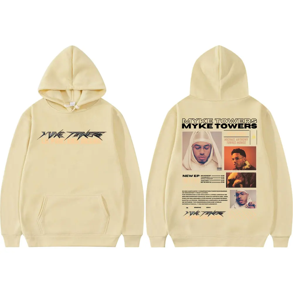 Rapper Myke Towers LA PANTERA NEGRA Tour 2025 Hoodies Music Album Poster Graphic Sweatshirts Men Women Fashion Hip Hop Pullovers