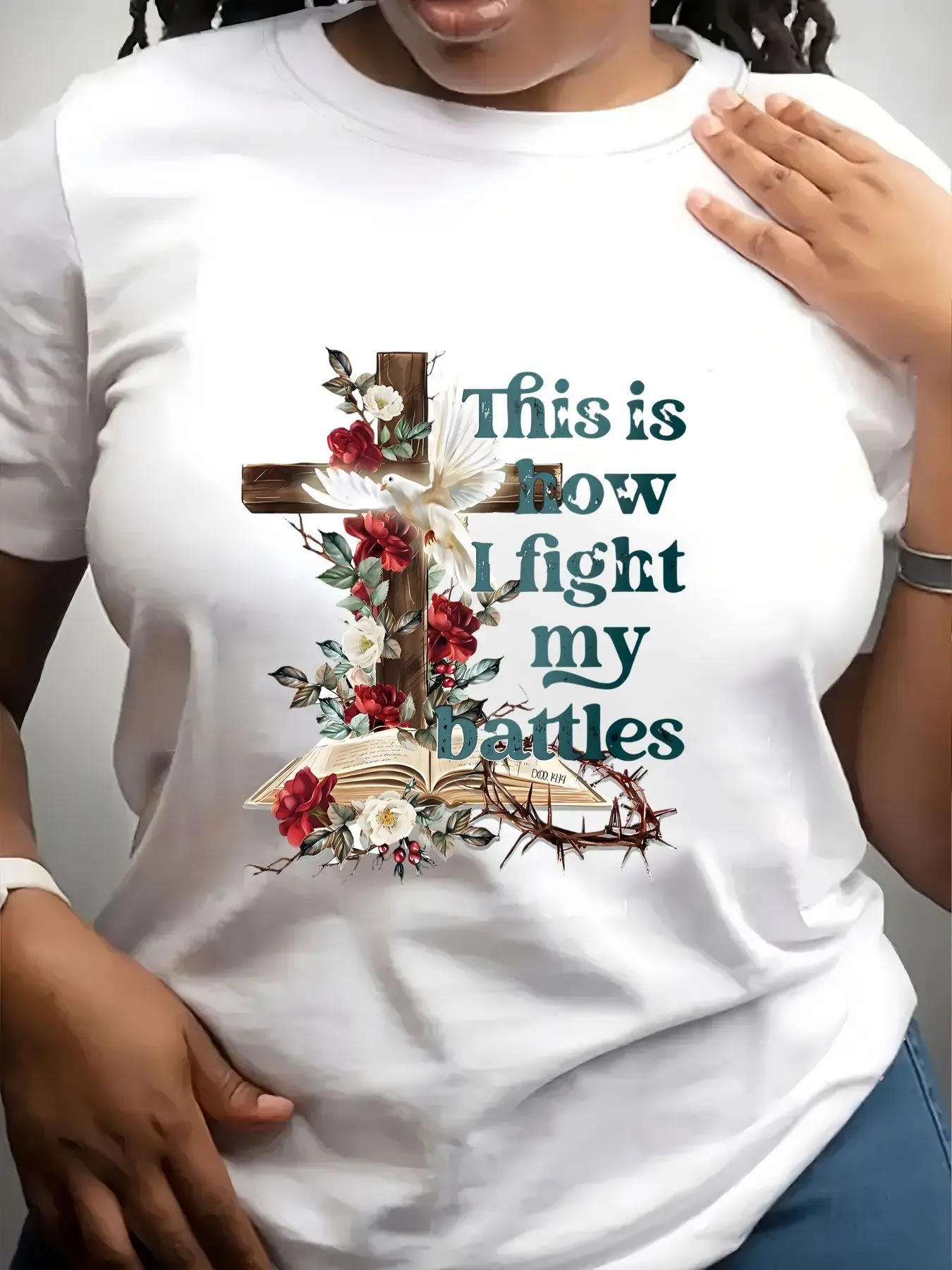 Women's Trendy Crew Neck T-Shirt This Is How I Fight Suitable for Casual Sportswear