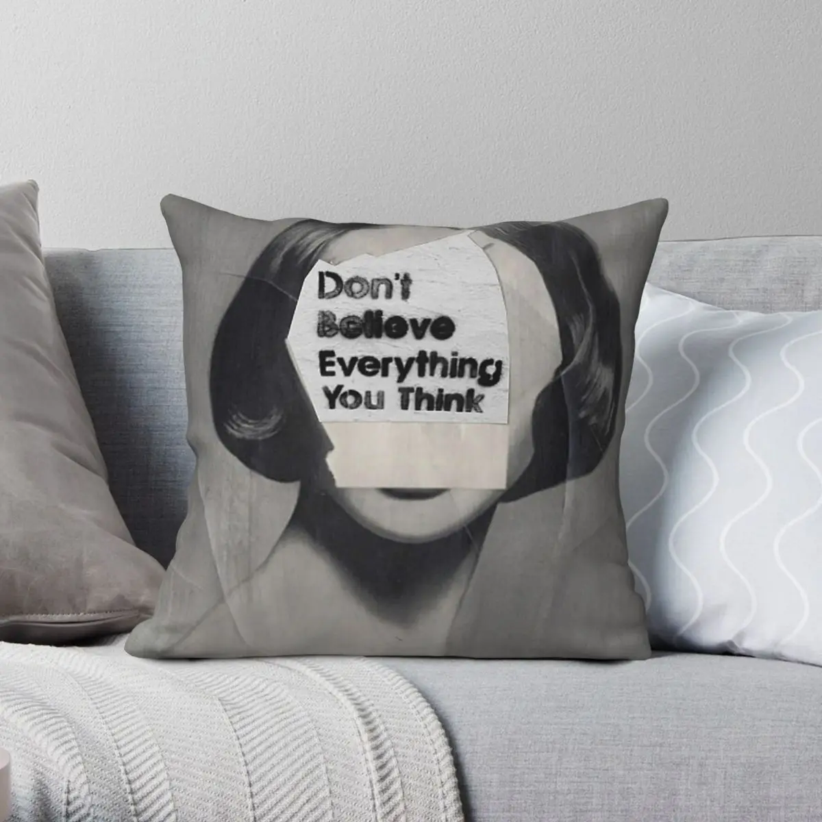 Thinker Surreal Pillowcase Polyester Linen Velvet Creative Zip Decor Sofa Cushion Cover Wholesale