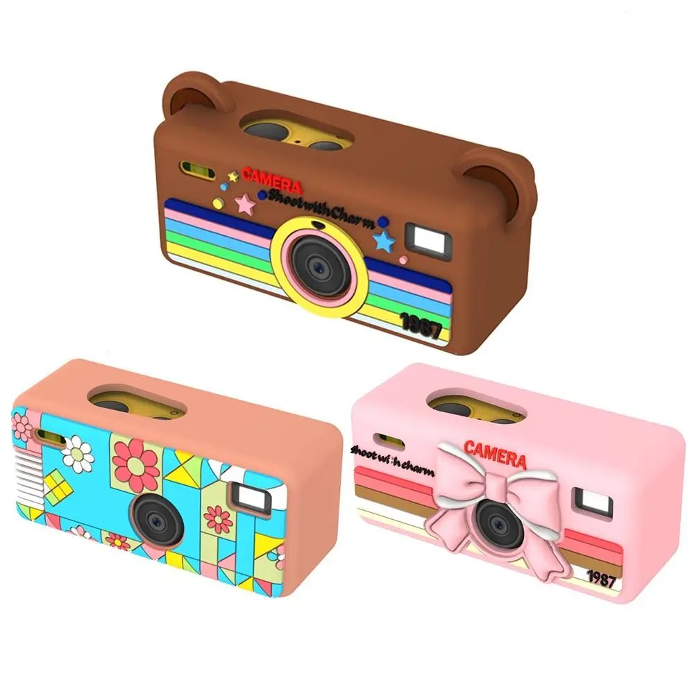 Silicone Cartoon Protective Case Anti-Scratch Shockproof Cover Shell With Lanyard for Kodak Charmera Keychain Digital Camera