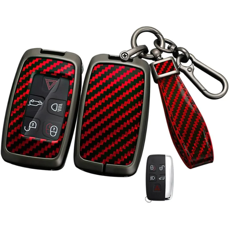 

Key Fob Case Carbon Pattern Key Cover Fit For Land Rover LR2 LR4 Fit For Range Discovery Evoque Fit For Jaguar F-Type XJ XF Sma