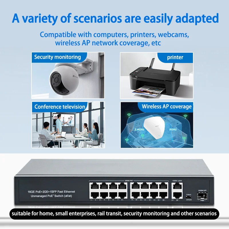 Poe Internet 100/1000mbps 10gbps Rj45 4/8/16 Port Lan Gigabit Ethernet  Network  Switch