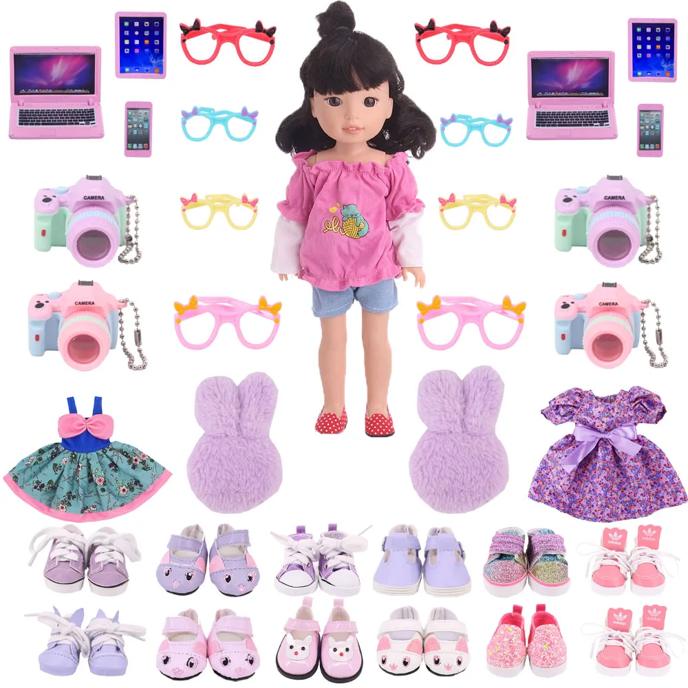 For 32-34 Cm Paola Reina Doll Clothes14 Inch Wellie Wisher Girls Purple Bag Pajamas Rompers Suit Accessories,Gifts For Children