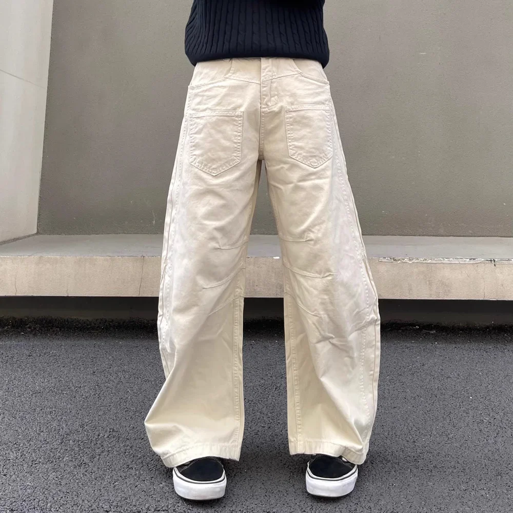 Men Streetwear Fashion Vintage Loose Casual Wide Leg Harem Baggy Scimitar Trousers Pant Pure Cotton Cargo Machete Pants